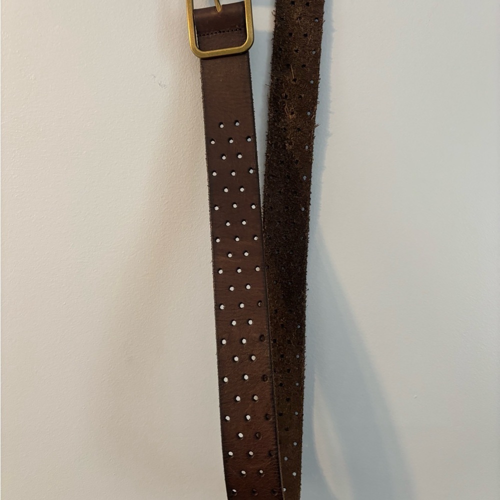 238A Brown Leather Belt with Brass Buckle